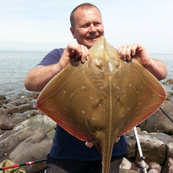 Scott Clarke with a shore caught Small Eyed Ray - 8lb 13oz 8dr (4th May 2014)