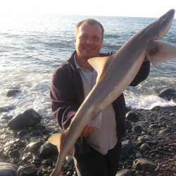 Scott Clarke with a shore caught Smoothhound - 11lb 10oz (31st May 2014)