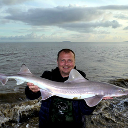 Scott Clark with a Smoothhound, Starry of 13lb 15oz