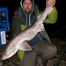 Danny Clegg with a shore caught Bull Huss - 12 lb. 1 oz (9 April 2016)