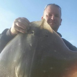 Mark Bryce with a shore caught Small Eyed Ray - 10lb 8oz (22nd June 2014)