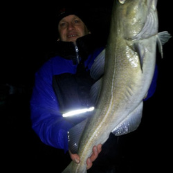 Mark Bryce with a shore caught Cod - 12lb (5th January 2016)