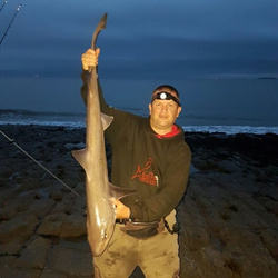 Mark Bryce with a shore caught Starry Smoothound - 15lb 13oz (16th July 2016)