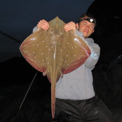 Steve King with a shore caught Small Eyed Ray - 9lb 15oz