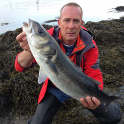 Rob wheaton with a shore caught Bass - 8lb 10oz (15/06/15)