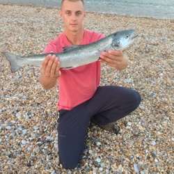 Carl McCormack with a shore caught Salmon - 3lb 5oz (9th August 2013)