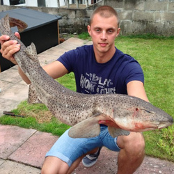 Carl McCormack with a shore caught Bull Huss - 13lb 2oz (19/8/13)